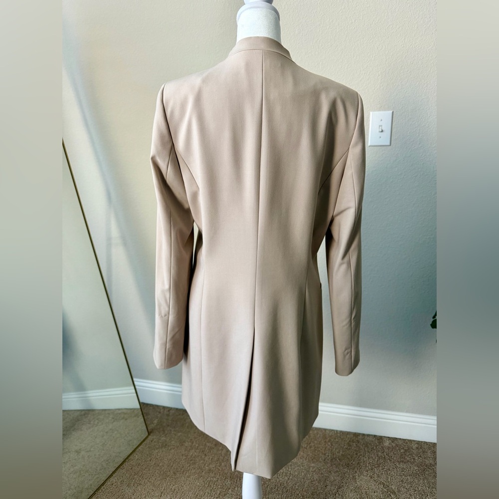 Calvin Klein Contrast Lining Long Roll-Tab Sleeve Open Front Jacket - Picture 6 of 9